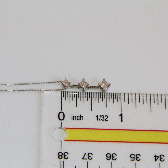 14 kt White Gold 3-Diamond Necklace - Picture 7 of 13